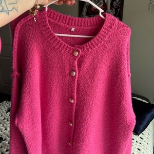 Pink Button-Up Women's Sweater